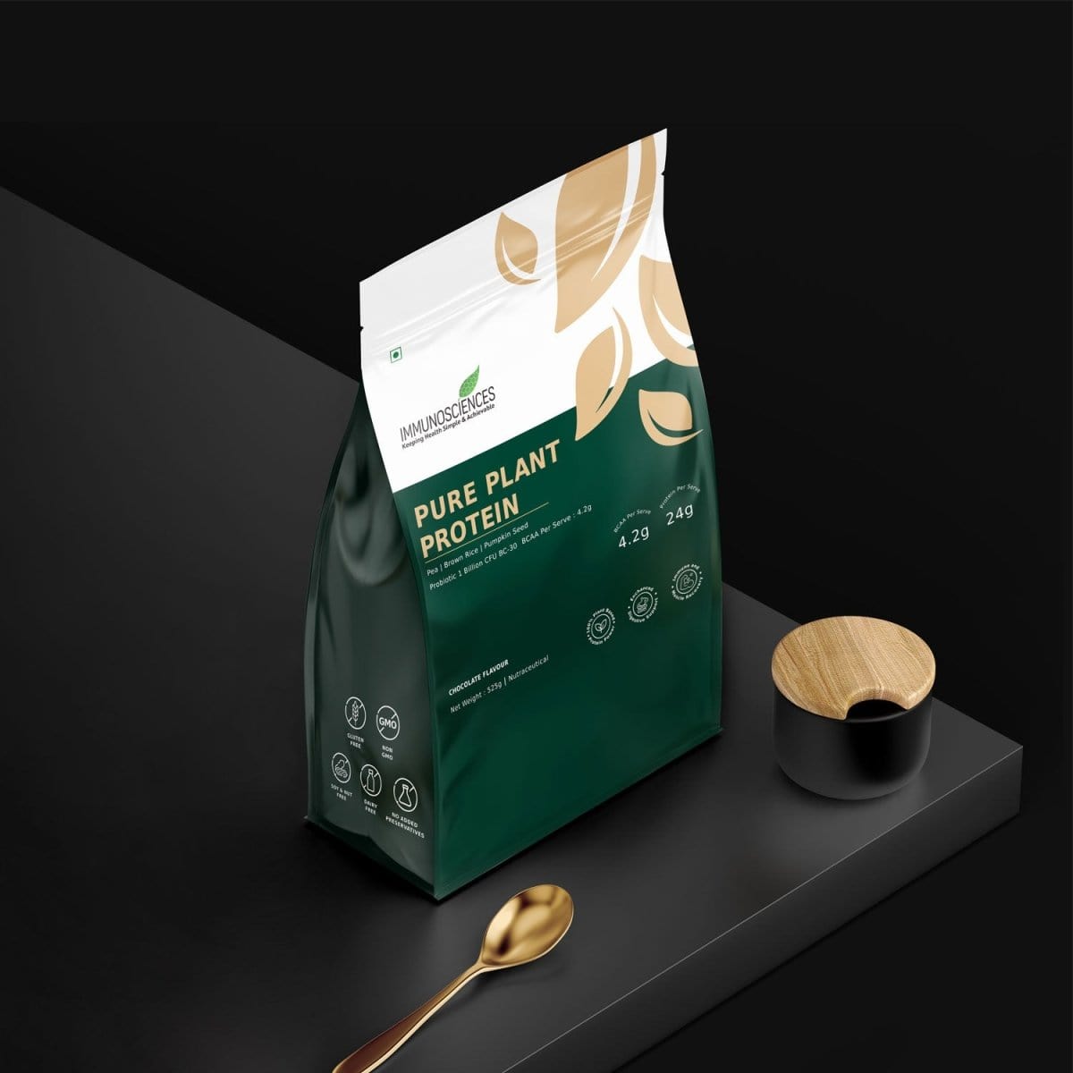 Plant Protein – Vegan Chocolate Protein with Biotin, Omega - 3 & Antioxidants | Muscle Recovery, Energy & Skin Support - IMMUNOSCIENCES