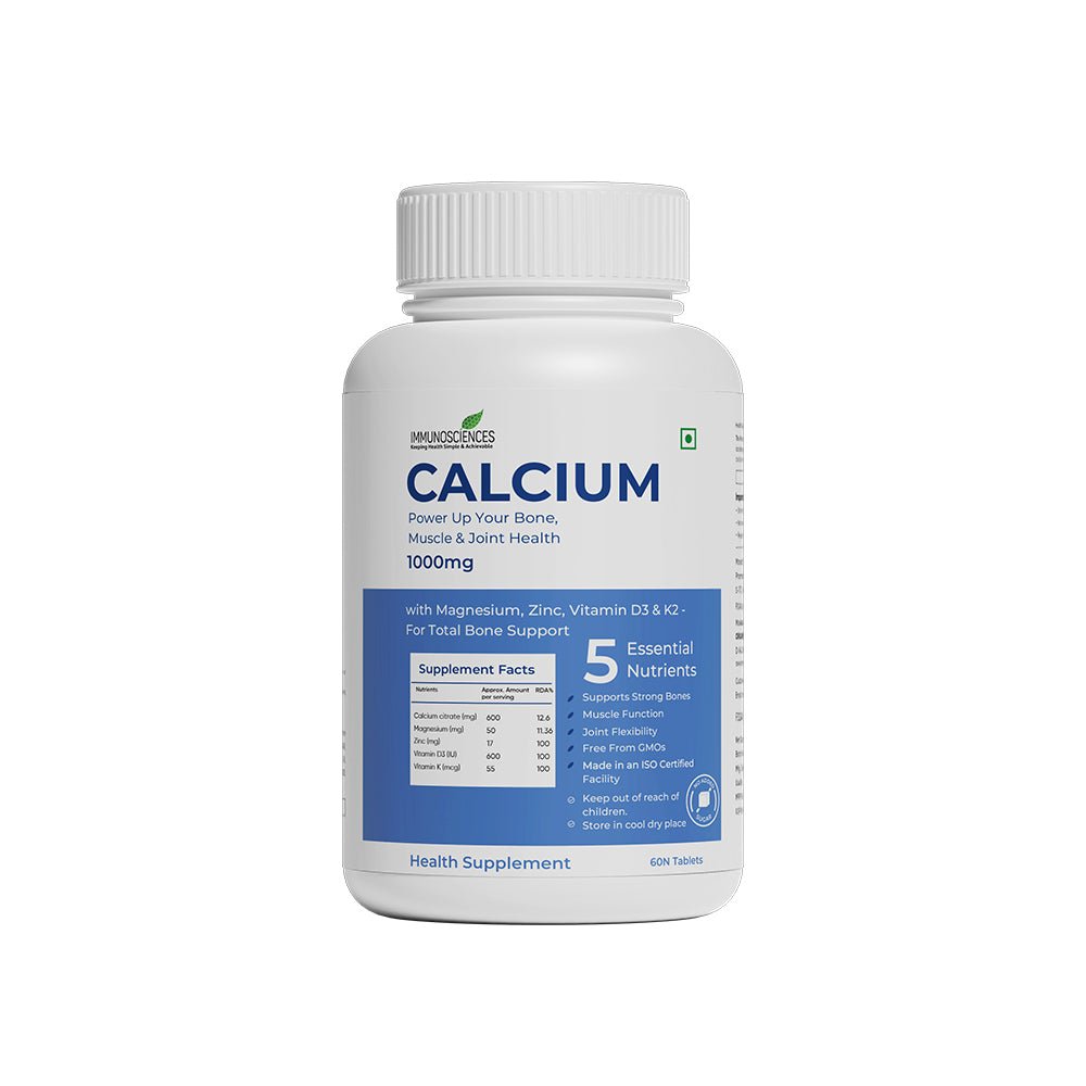 Calcium Tablets – Bone Strength & Density Support – with Vitamin D3 & Magnesium - IMMUNOSCIENCES
