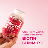 Biotin Gummies – High Potency 10,000 mcg for Hair Growth, Skin & Nails – Delicious Strawberry Flavor – 30 Gummies - IMMUNOSCIENCES