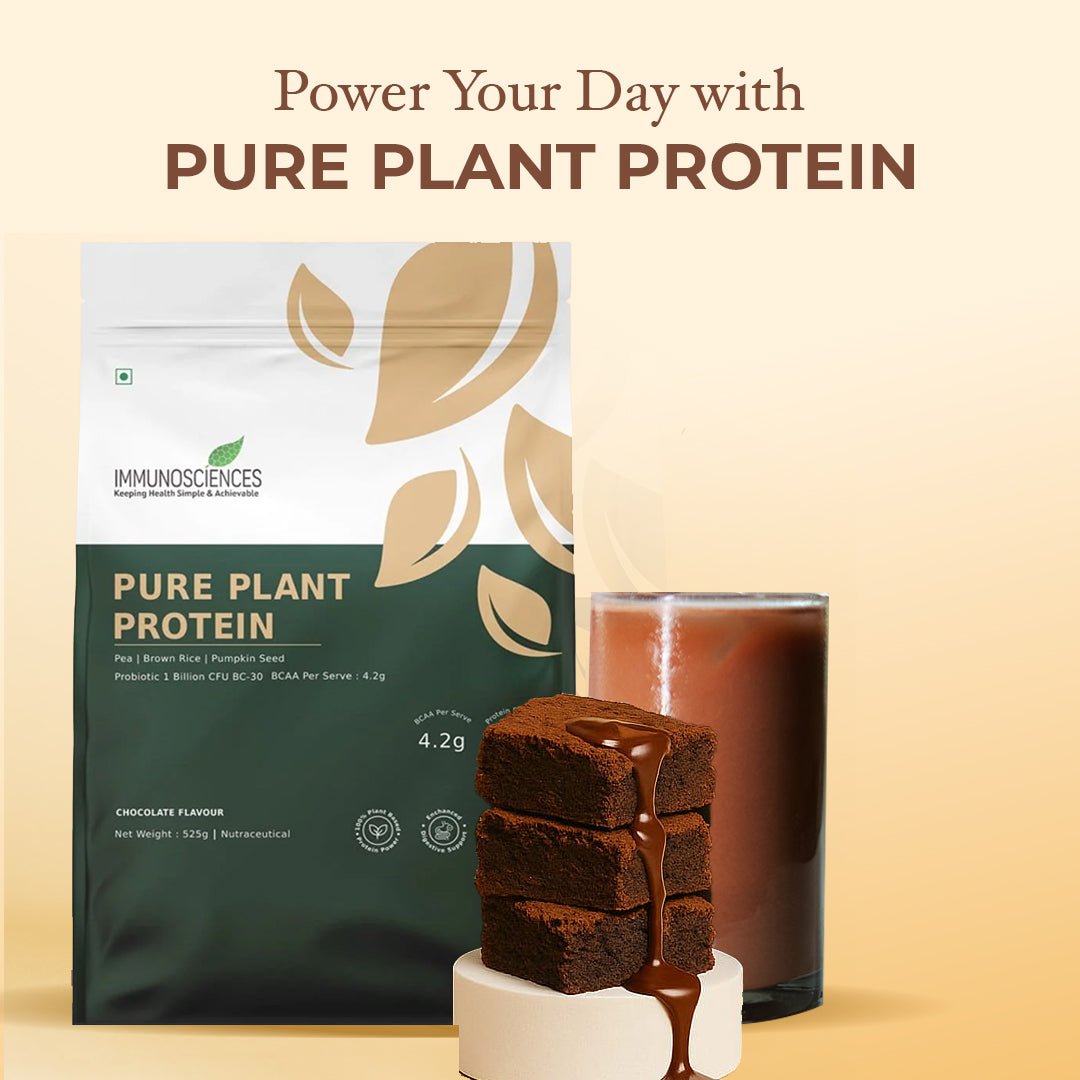 Pure Plant Protein – 24g Vegan Chocolate Protein with DigeZyme®, BCAAs & 9 Essential Amino Acids | Muscle Recovery, Energy & Digestive Support - IMMUNOSCIENCES