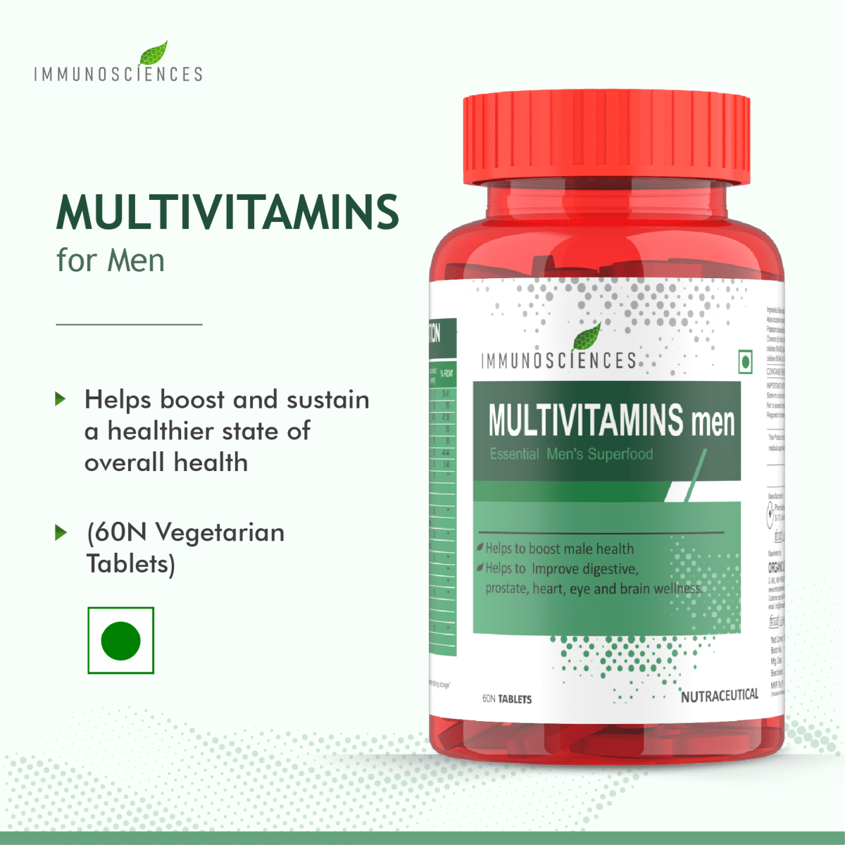 Men’s Multivitamins Superfood – Complete Daily Nutrition with Essential Vitamins, Minerals & Antioxidants - IMMUNOSCIENCES