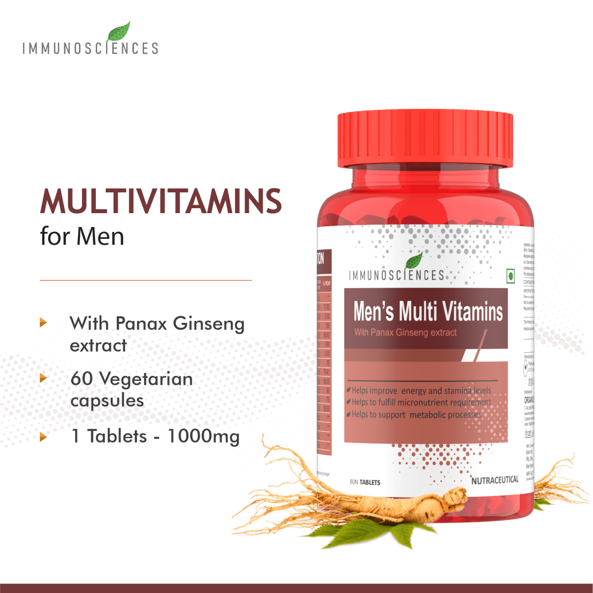 Immunosciences Men Multi Vitamins with Panax Ginseng - IMMUNOSCIENCES