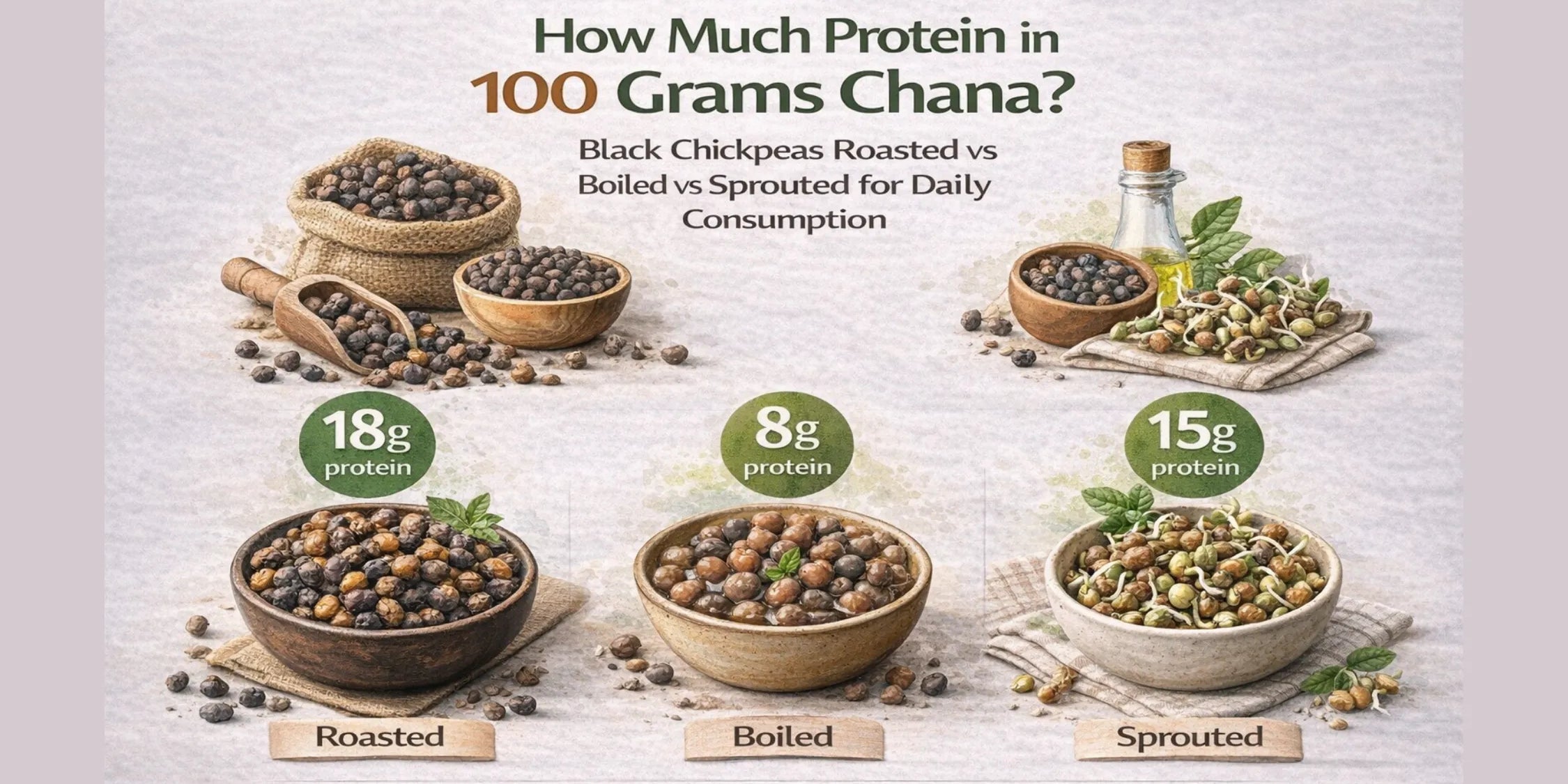 How Much Protein in 100 Grams Chana Black Chickpeas Roasted vs Boiled vs Sprouted for Daily Consumption
