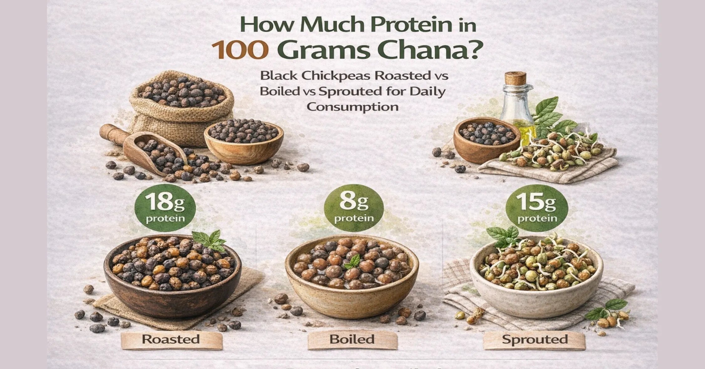 How Much Protein in 100 Grams Chana Black Chickpeas Roasted vs Boiled vs Sprouted for Daily Consumption