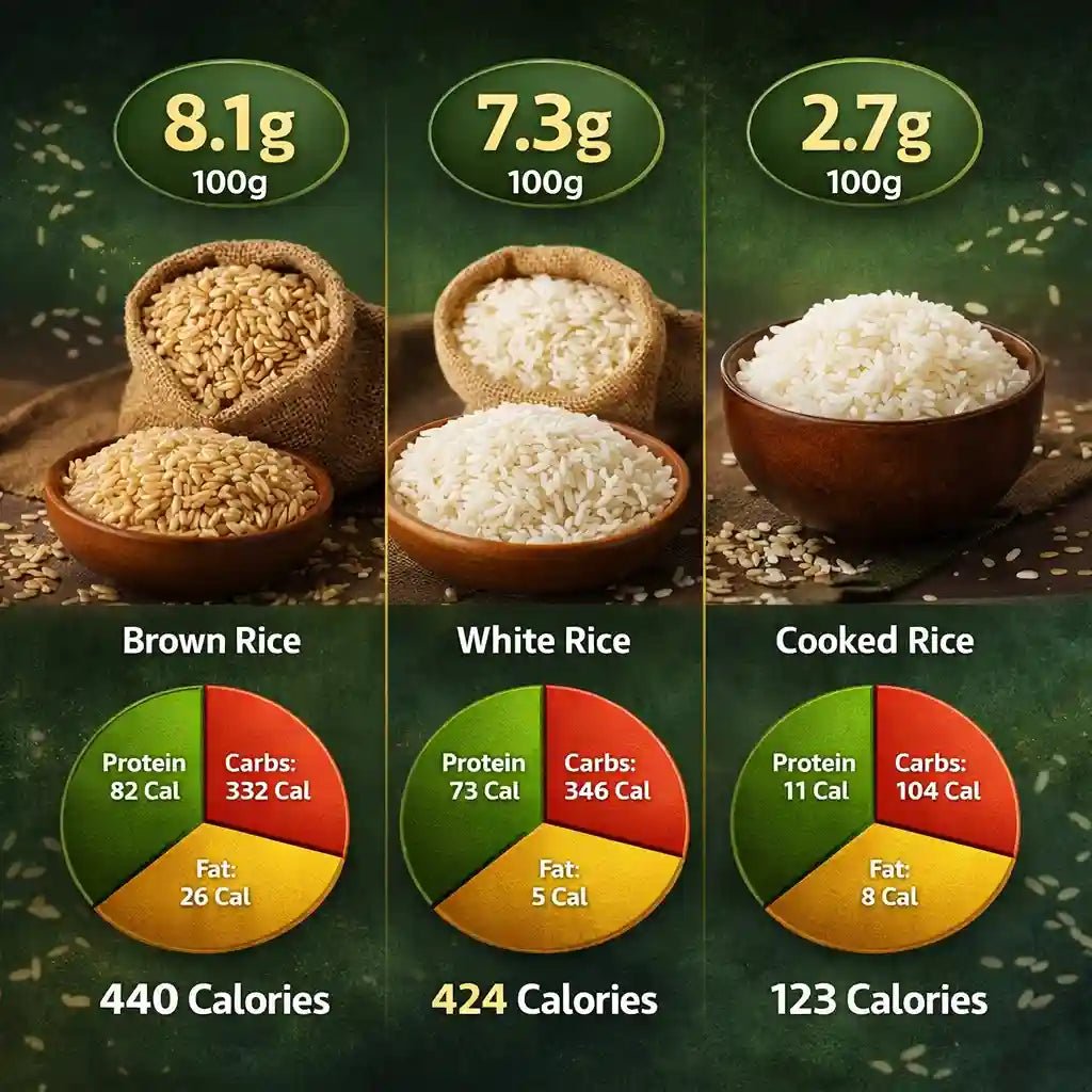 Rice Protein Per 100g: Brown vs White vs Cooked and Calories Breakdown - IMMUNOSCIENCES
