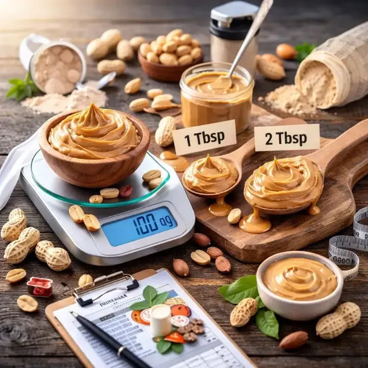 Protein in peanut butter per 100g, 1 tbsp and 2 tbsp nutrition comparison