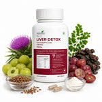 Immunosciences Liver Detox supplement with Milk Thistle, NAC, Grape Seed and Phyllanthus Amarus for liver support.