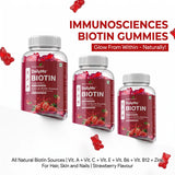 Biotin Gummies – High Potency 10,000 mcg for Hair Growth, Skin & Nails – Delicious Strawberry Flavour – 30 Gummies