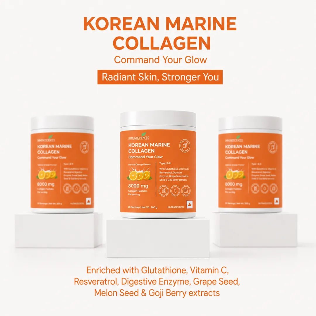 Korean Marine Collagen Powder for Glowing Skin, Hair & Nails | Hydrolyzed Collagen Peptides | Anti-Aging Supplement - IMMUNOSCIENCES