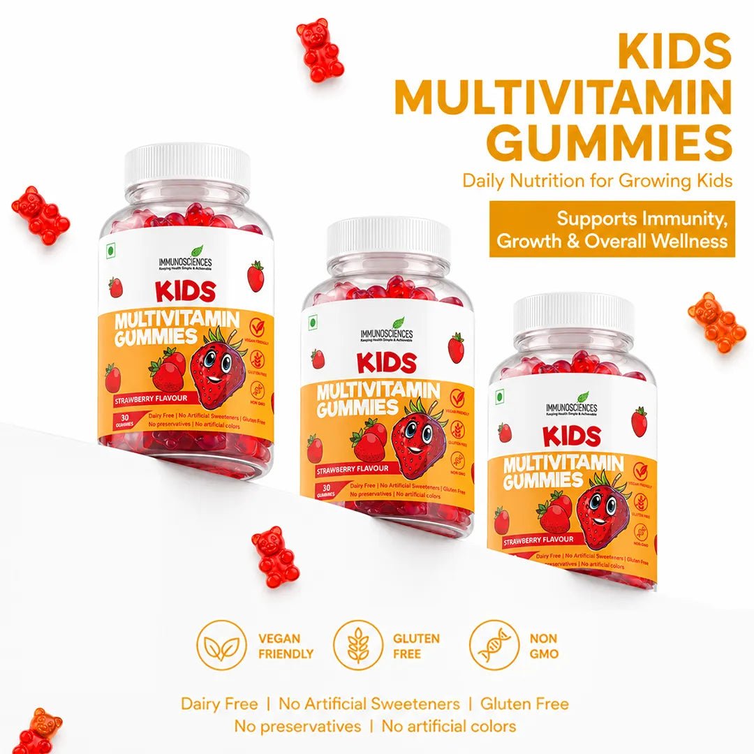 Kids Multivitamin Gummies - Daily Vitamins for Immune Support, Growth & Energy – Natural Fruit Flavours – 30 Gummies - IMMUNOSCIENCES