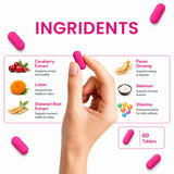 Women's Multivitamin Tablets with Iron, Calcium, Biotin & Folic Acid - Ginseng, Shatavari & Cranberry Extract