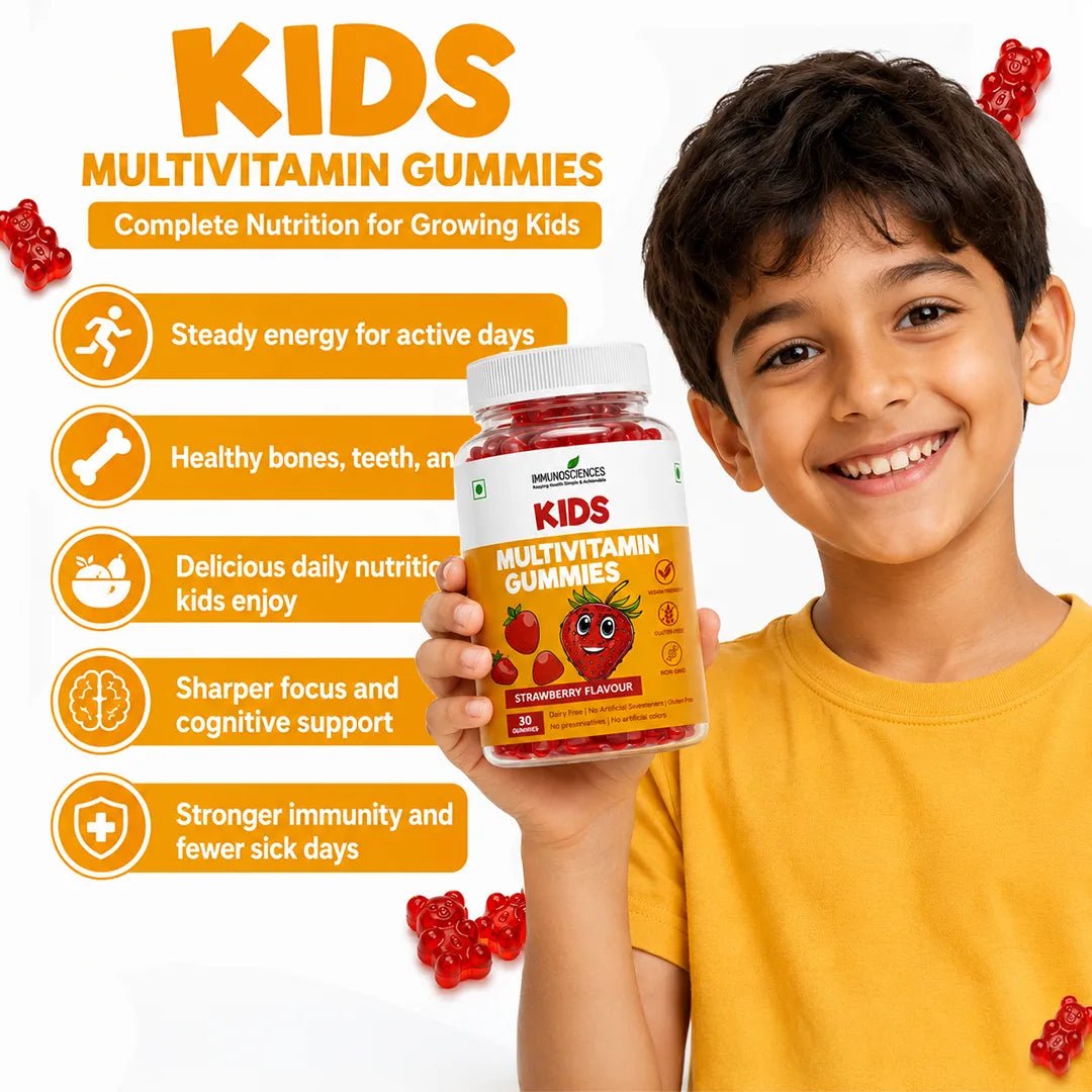 Kids Multivitamin Gummies - Daily Vitamins for Immune Support, Growth & Energy – Natural Fruit Flavours – 30 Gummies - IMMUNOSCIENCES