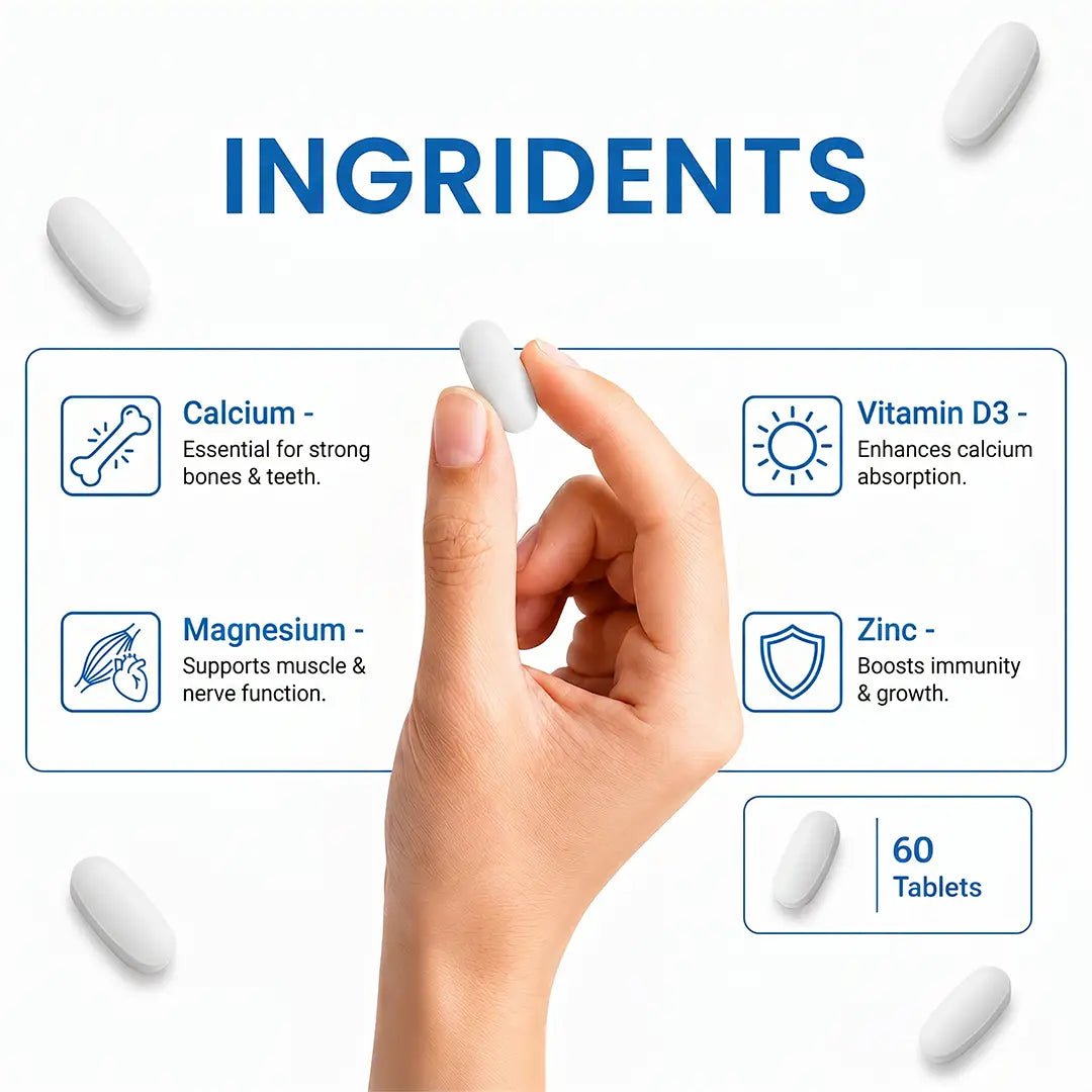Calcium Tablets – Bone Strength & Density Support – with Vitamin D3 & Magnesium - IMMUNOSCIENCES