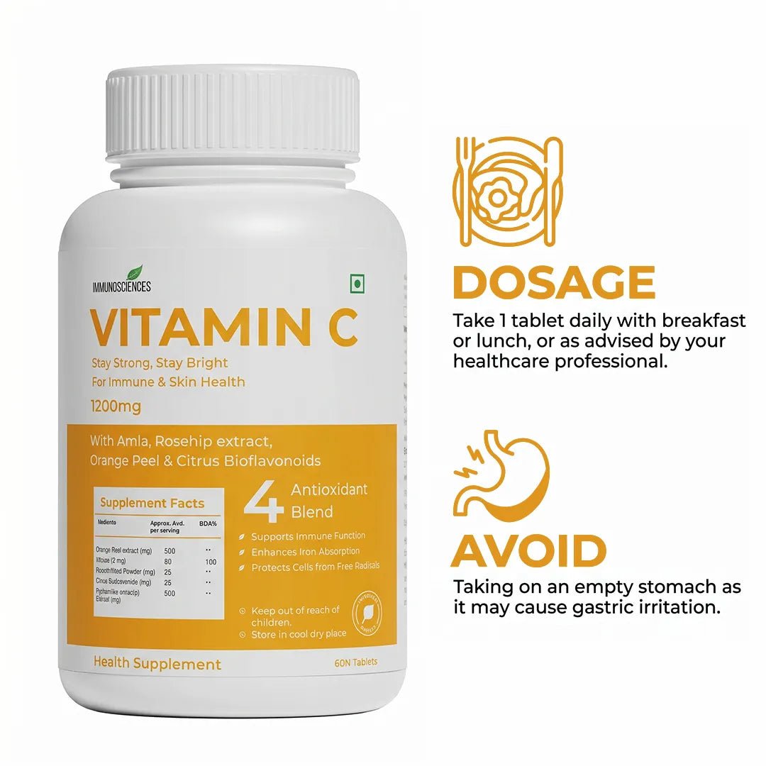 Vitamin C Supplement – Boost Immunity, Skin Health & Collagen Production - IMMUNOSCIENCES