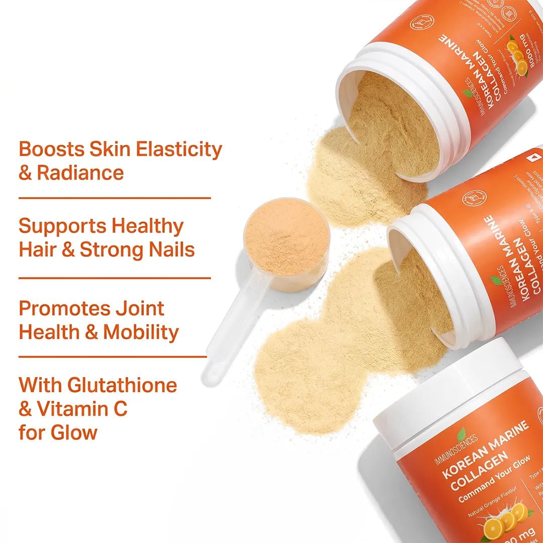 Korean Marine Collagen Powder for Glowing Skin, Hair & Nails | Hydrolyzed Collagen Peptides | Anti-Aging Supplement - IMMUNOSCIENCES