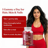 Biotin Gummies – High Potency 10,000 mcg for Hair Growth, Skin & Nails – Delicious Strawberry Flavour – 30 Gummies