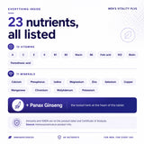 Men's Vitality Plus - 40 Nutrients for Energy, Brain, Heart, Prostate & Eye Health