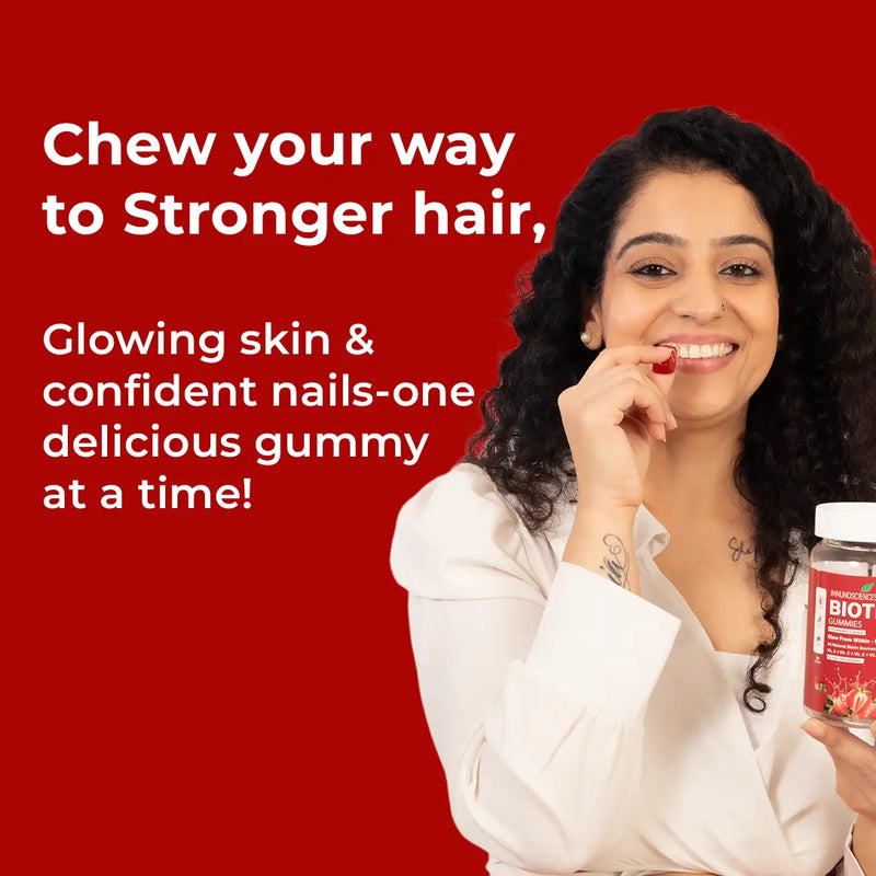 Biotin Gummies – High Potency 10,000 mcg for Hair Growth, Skin & Nails – Delicious Strawberry Flavor – 30 Gummies