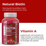 Biotin Gummies – High Potency 10,000 mcg for Hair Growth, Skin & Nails – Delicious Strawberry Flavor – 30 Gummies