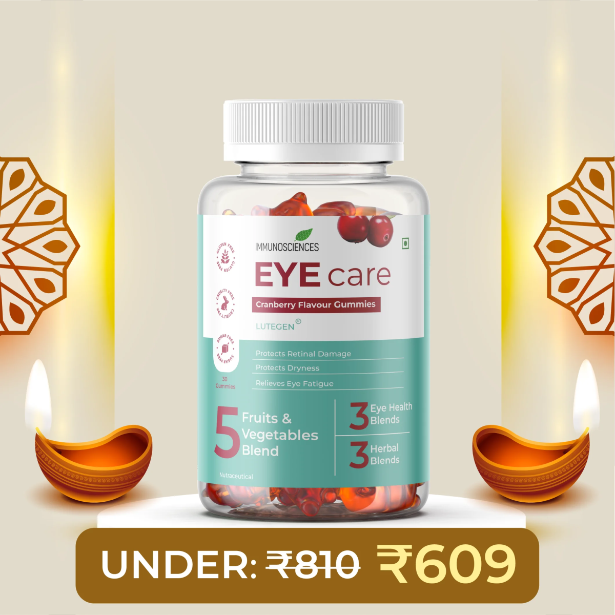 Eye Care Gummies | Clinically Backed Lutein, Zeaxanthin & DHA for Vision & Blue Light Protection - IMMUNOSCIENCES