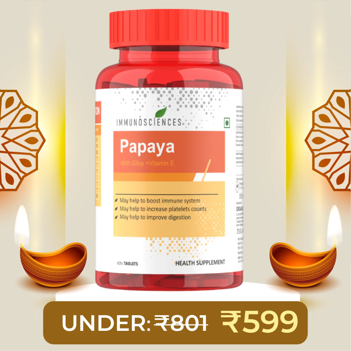 Papaya Capsules – Promotes Healthy Digestion & Nutrient Absorption - IMMUNOSCIENCES