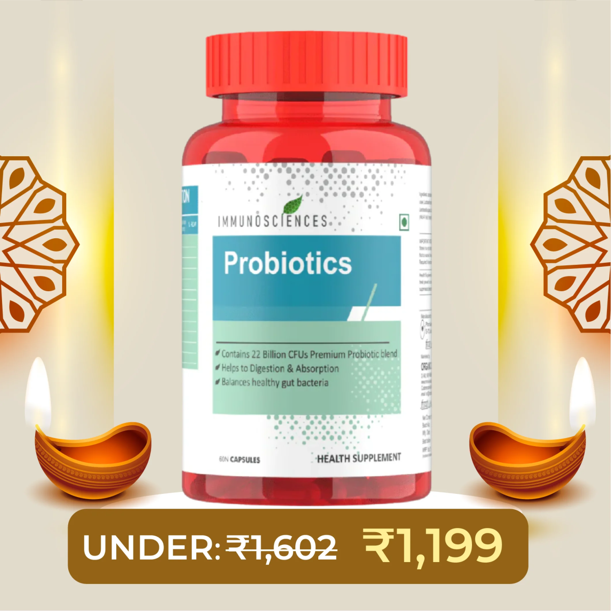 Probiotics Supplement – Supports Gut Health, Digestion & Immunity with 22 Billion CFU - IMMUNOSCIENCES