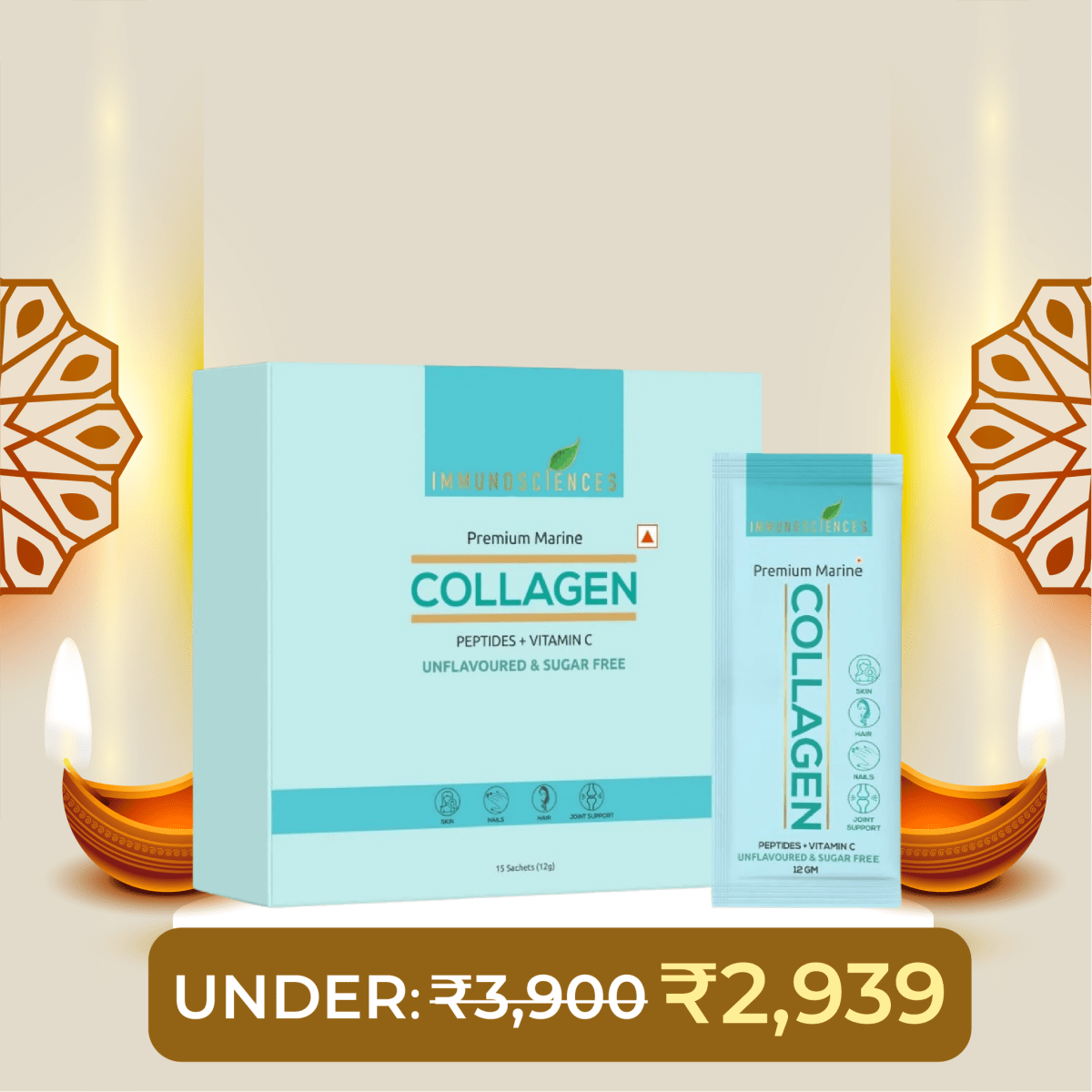 Premium Marine Collagen – Type I & III Hydrolyzed Peptides – Skin, Hair, Nail & Joint Support - IMMUNOSCIENCES