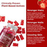 Biotin Gummies – High Potency 10,000 mcg for Hair Growth, Skin & Nails – Delicious Strawberry Flavor – 30 Gummies