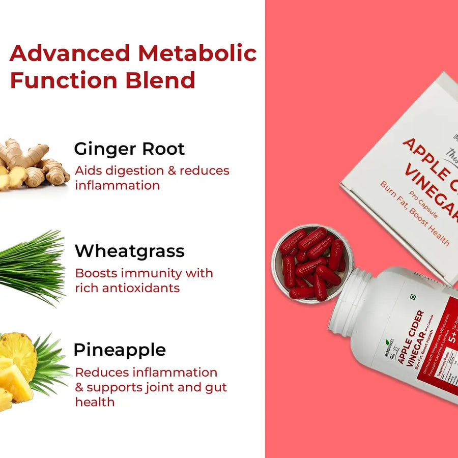 Apple Cider Vinegar (ACV) Sugar-Free Capsules for Appetite Support & Active Lifestyle – Sugar-Free, No-Bloat Formula
