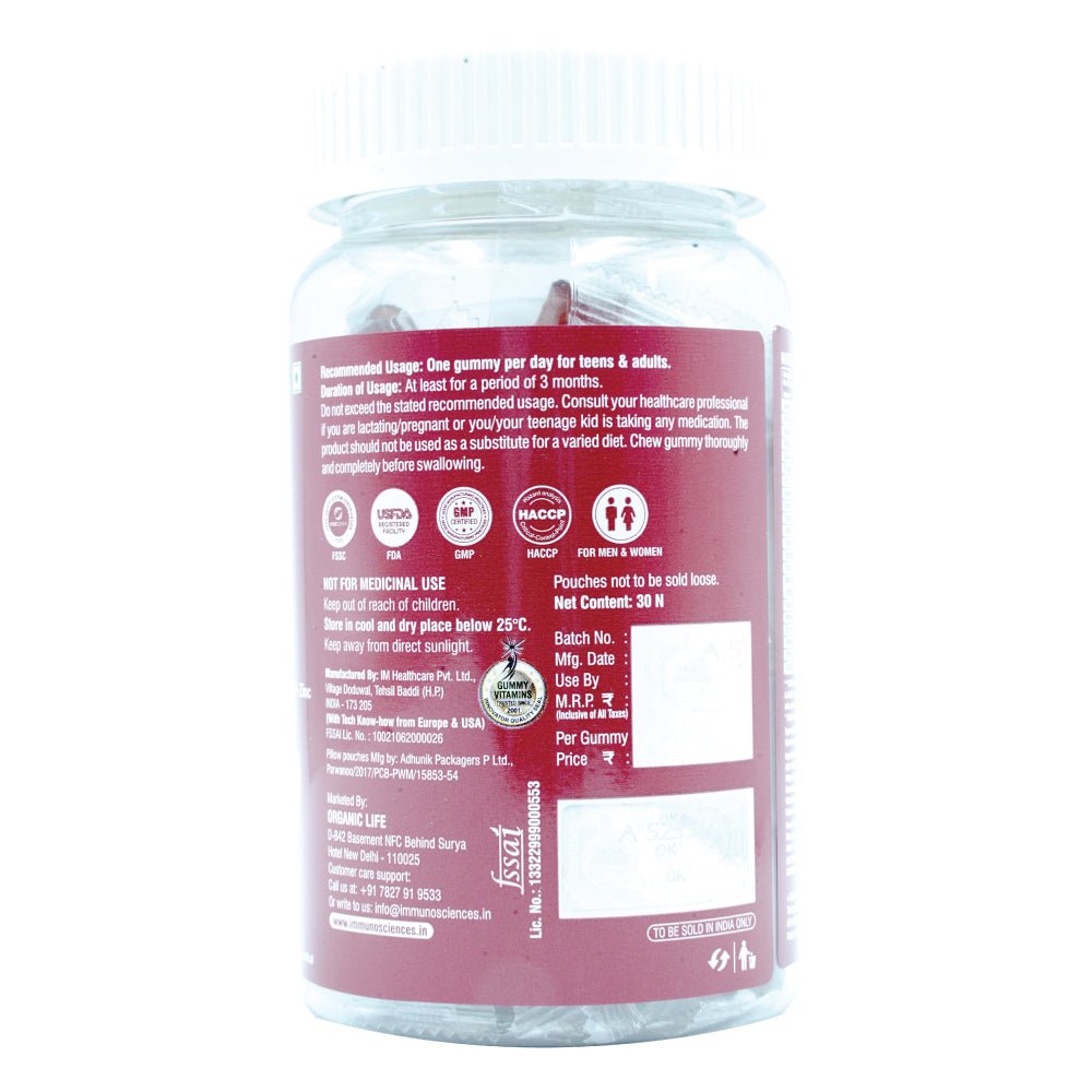 Biotin Gummies – High Potency 10,000 mcg for Hair Growth, Skin & Nails – Delicious Strawberry Flavor – 30 Gummies - IMMUNOSCIENCES