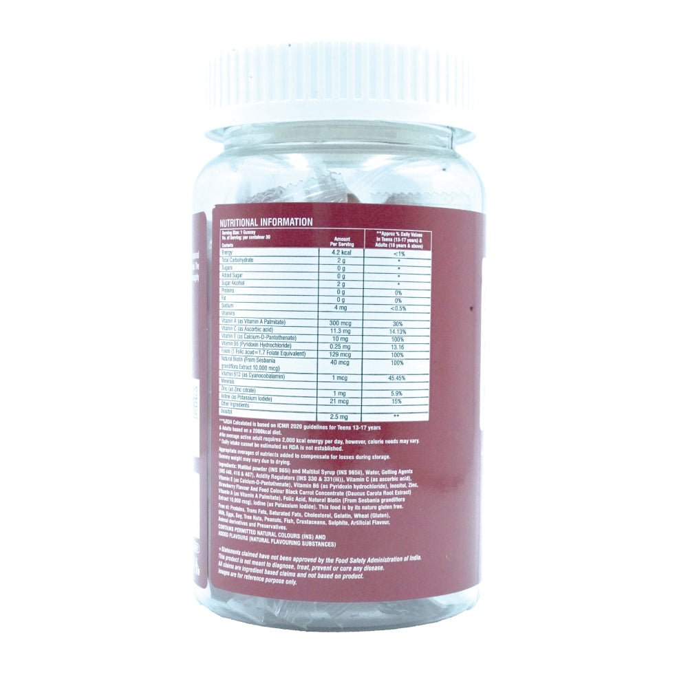 Biotin Gummies – High Potency 10,000 mcg for Hair Growth, Skin & Nails – Delicious Strawberry Flavor – 30 Gummies - IMMUNOSCIENCES