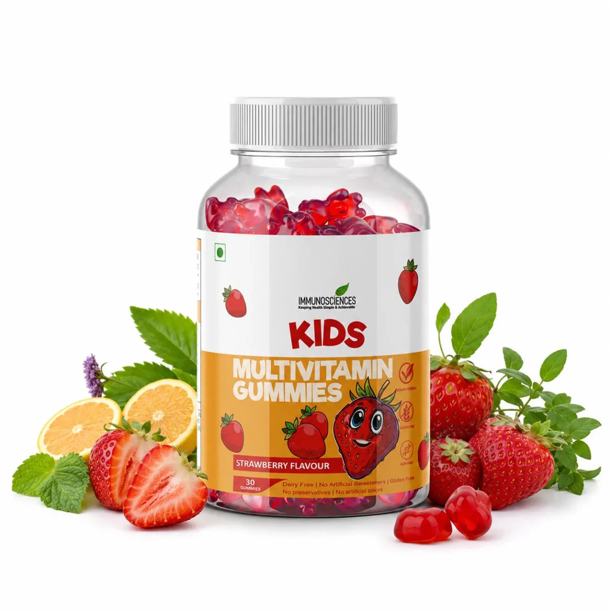 Kids Multivitamin Gummies - Daily Vitamins for Immune Support, Growth & Energy – Natural Fruit Flavours – 30 Gummies - IMMUNOSCIENCES