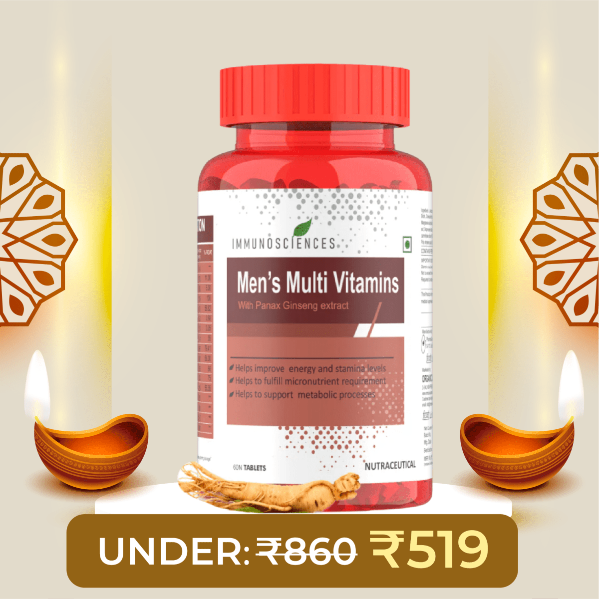 Immunosciences Men Multi Vitamins with Panax Ginseng - IMMUNOSCIENCES