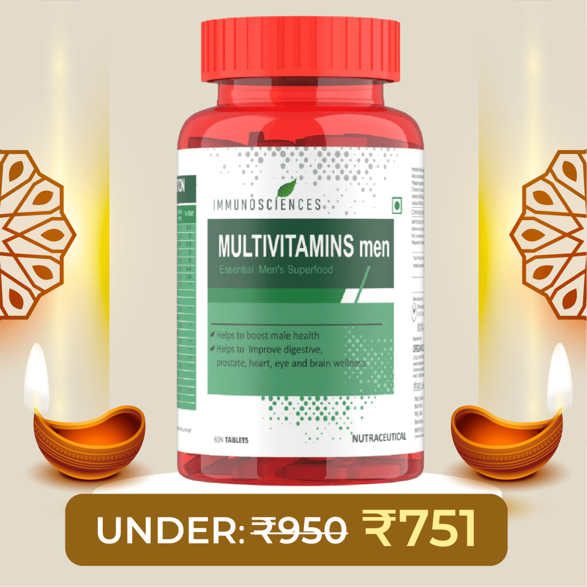 Multivitamins Men Superfood – Complete Daily Nutrition with Essential Vitamins, Minerals & Antioxidants - IMMUNOSCIENCES
