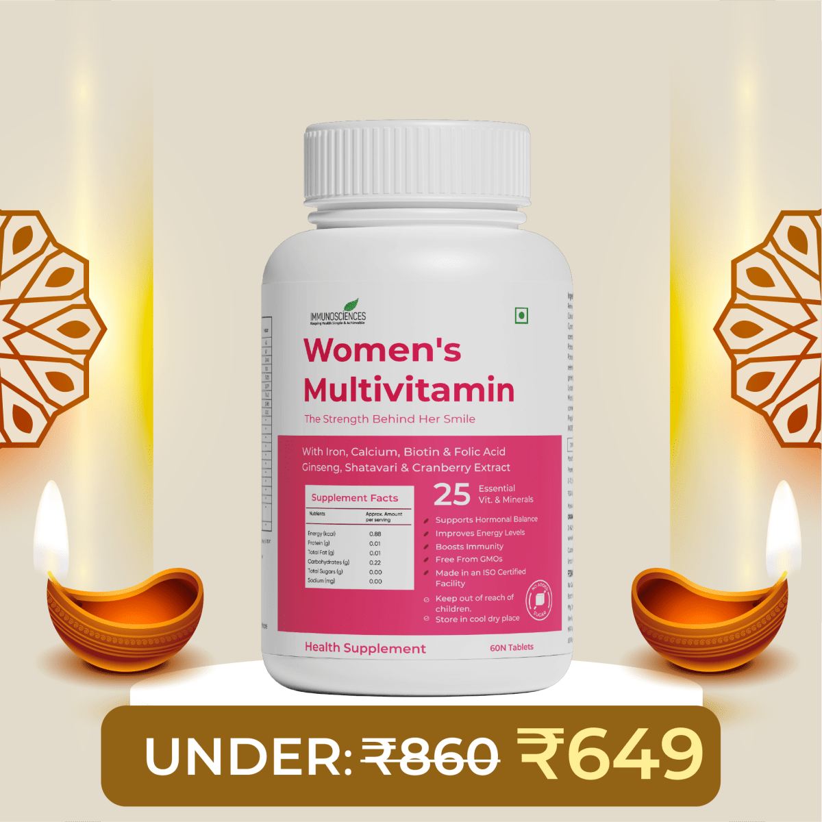 Multivitamins Women’s Daily Wellness Support with Essential Vitamins, Minerals & Antioxidants - IMMUNOSCIENCES