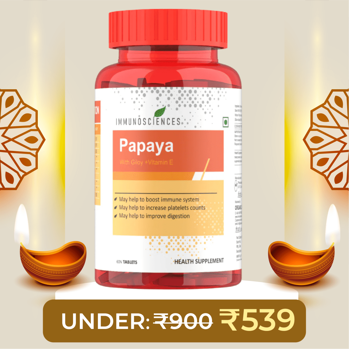Papaya Capsules – Promotes Healthy Digestion & Nutrient Absorption - IMMUNOSCIENCES