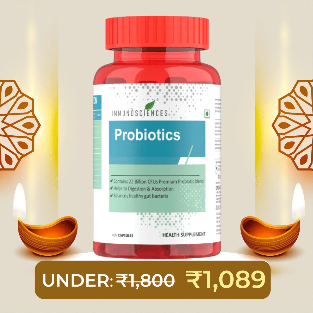 Probiotics Supplement – Supports Gut Health, Digestion & Immunity with 22 Billion CFU - IMMUNOSCIENCES