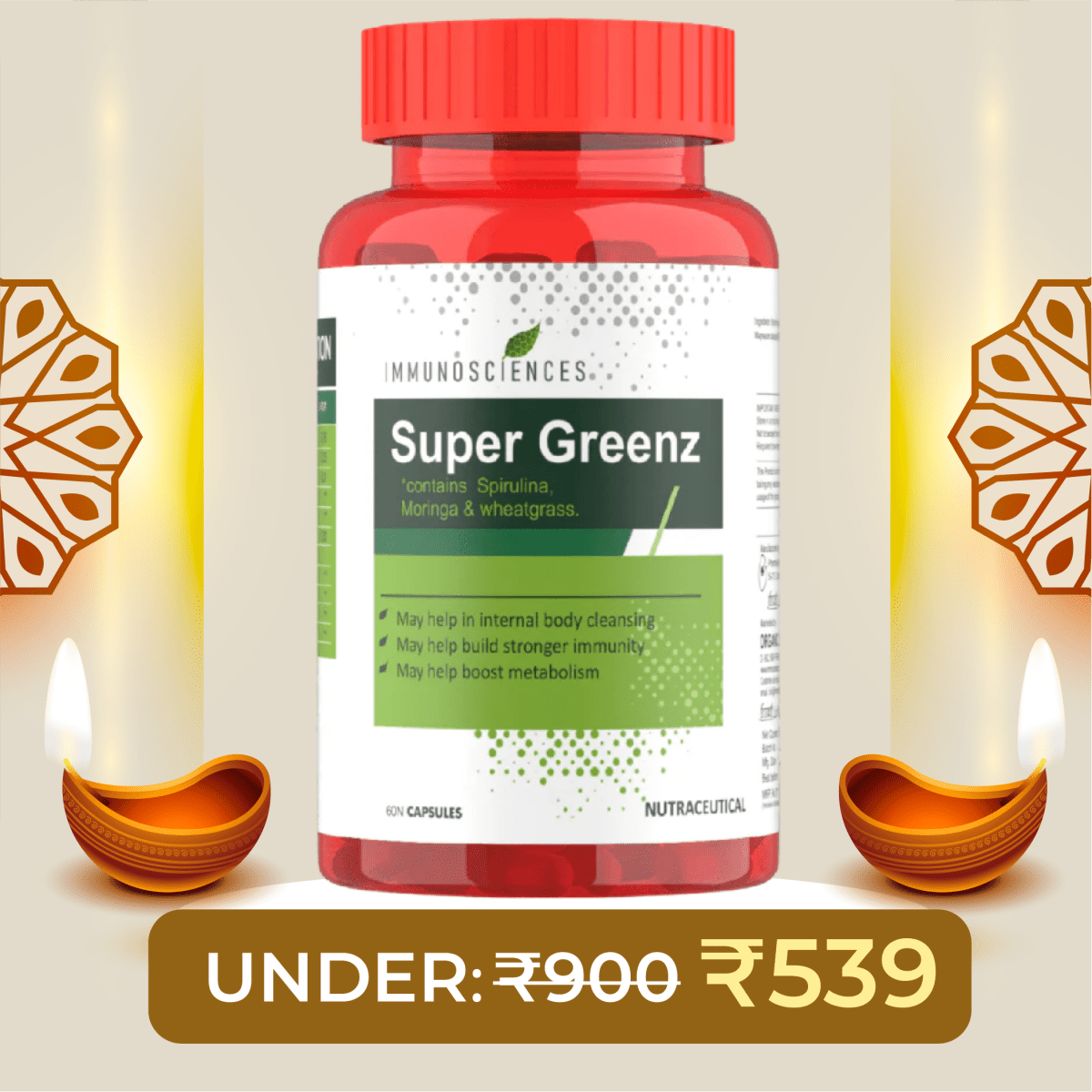 Super Greenz – Daily Superfood Blend for Energy, Detox & Immunity - IMMUNOSCIENCES