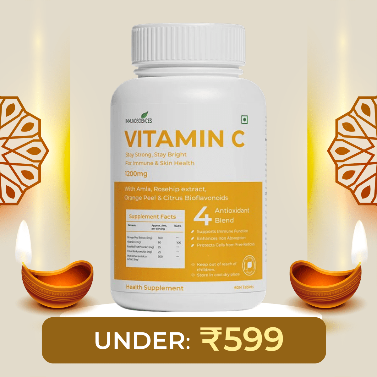 Vitamin C Supplement – Boost Immunity, Skin Health & Collagen Production - IMMUNOSCIENCES