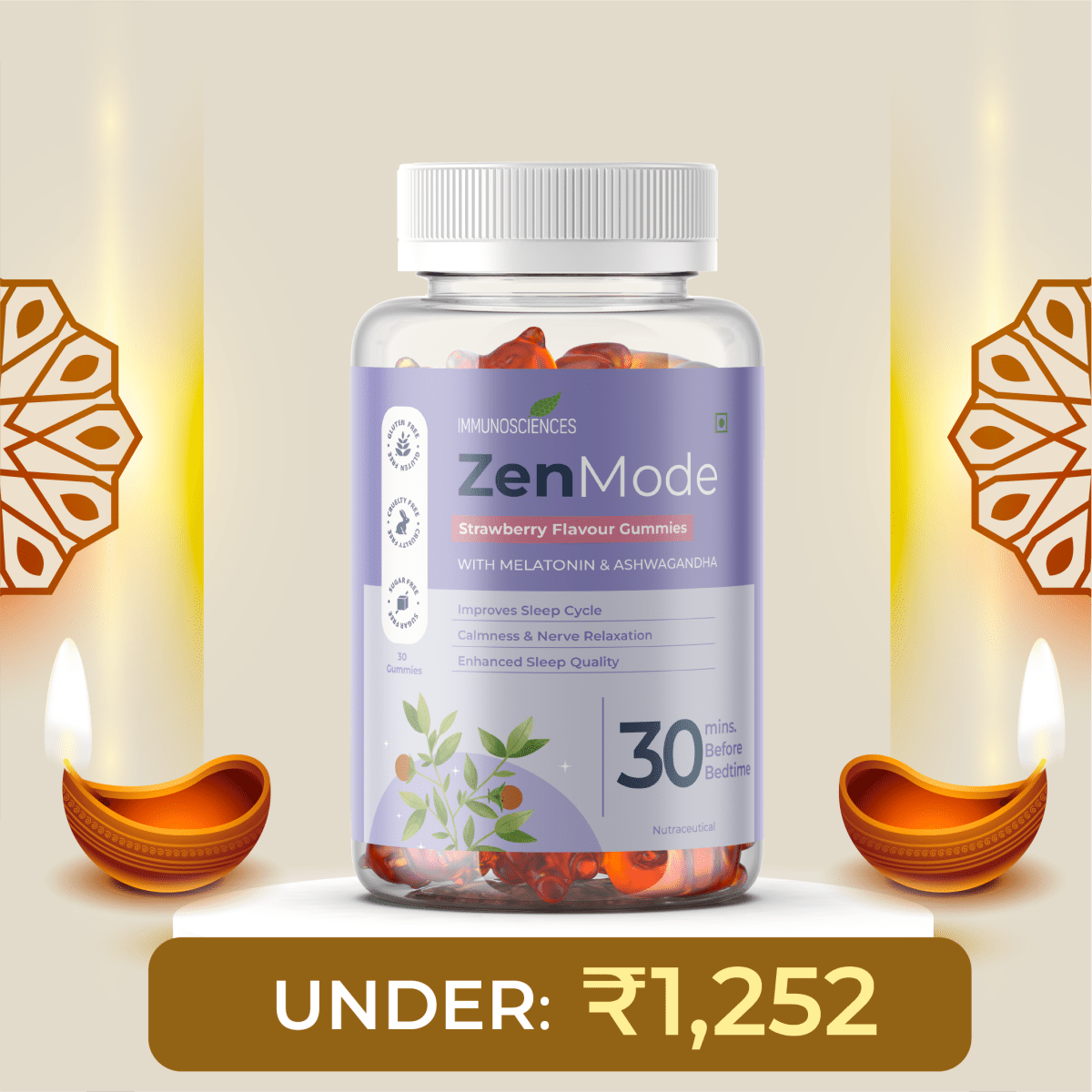 Zen Mode Sleep Gummies – Melatonin 5mg + Ashwagandha 50mg - IMMUNOSCIENCES